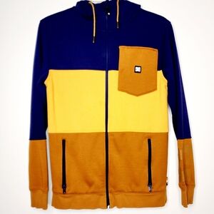 DC DEFY fleece full zip ride built series color block hoodie mens XS